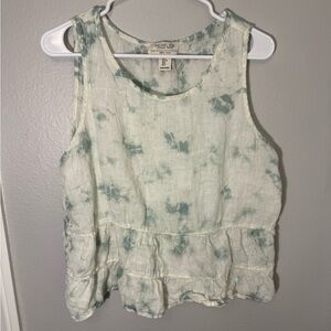 Rachel Zoe Women's Tie-Dye Linen Tank Top - Teal and White